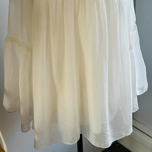Bellambra Made in Italy Pure Silk Ivory Lace-Yoke Boho Tunic Blouse – US L - Picture 10 of 11